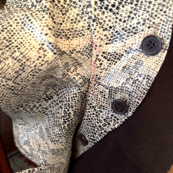 Gallery Womens Snakeskin Double Breasted Faux Leather Trench Belted Coat XL - Picture 9 of 15